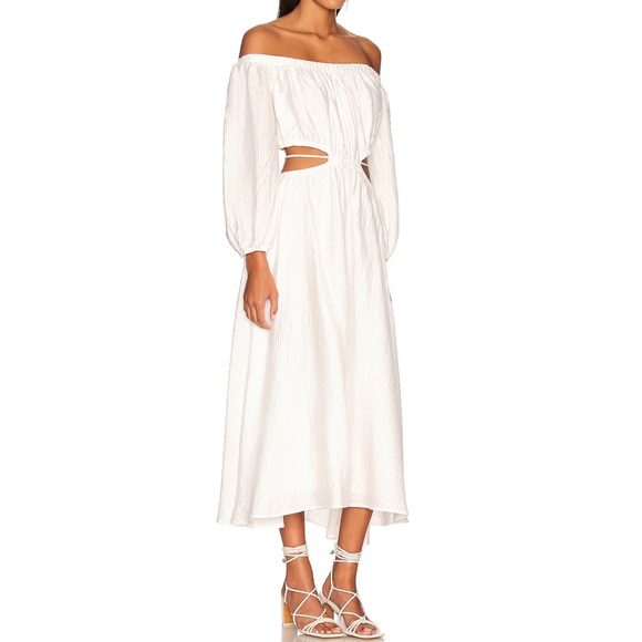 ASTR The Label Women's Cassian Dress - Off Shoulder Puff Sleeve Midi With Cut Out Detail - View #7